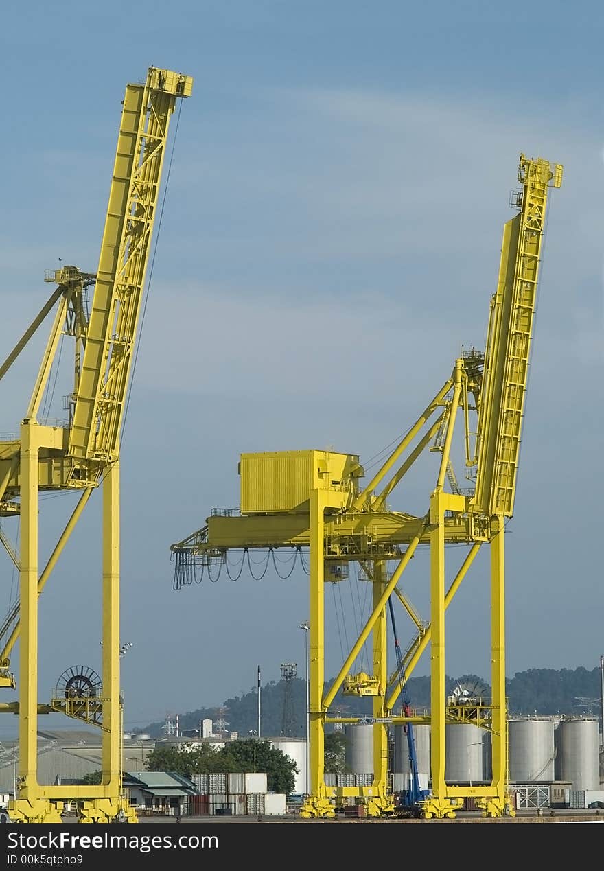 Two container cranes