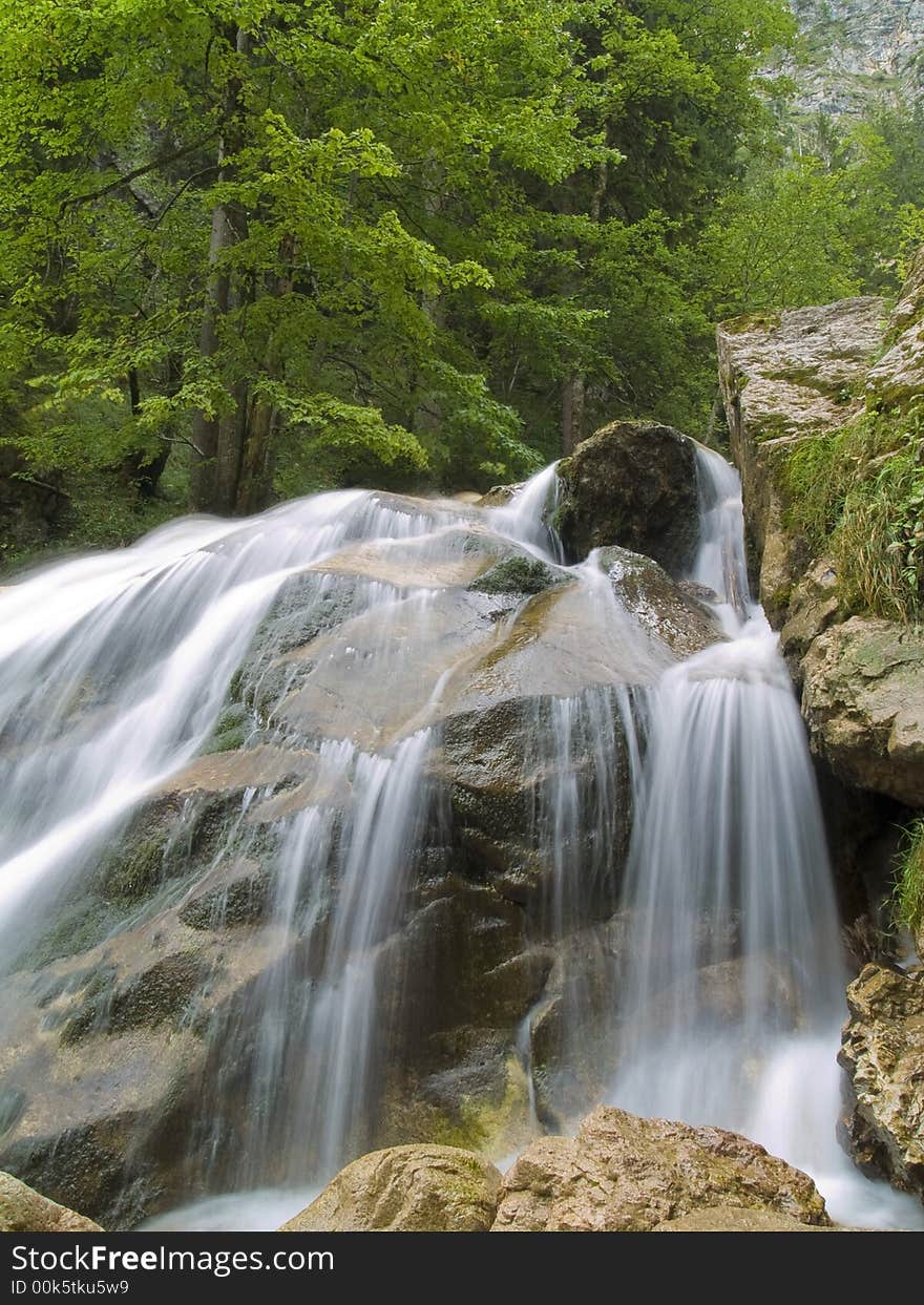 Waterfall on Mountain River