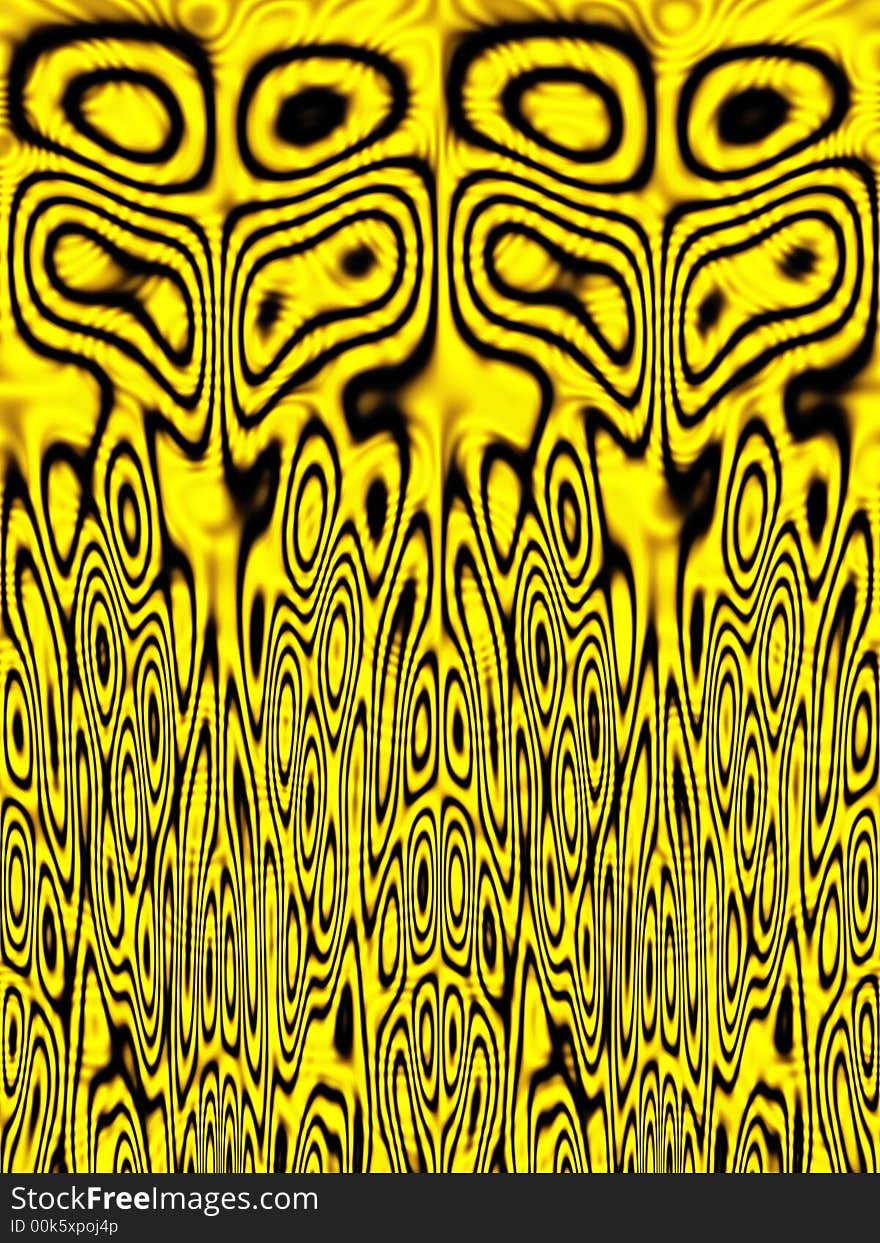 Symmetric Yellow afro pattern with black stripes. Symmetric Yellow afro pattern with black stripes