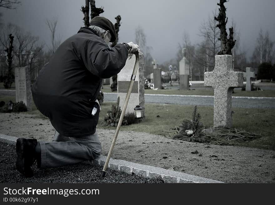 Man on the cemetery