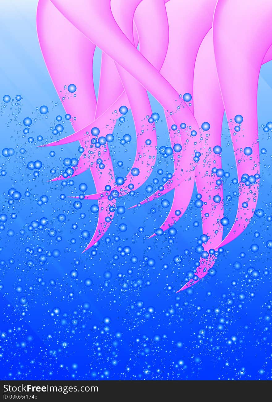 A large illustration showing the eight tentacles of a pink, cartoon octopus swimming up towards the upper right corner creating lots of bubbles in the blue water below. A large illustration showing the eight tentacles of a pink, cartoon octopus swimming up towards the upper right corner creating lots of bubbles in the blue water below.