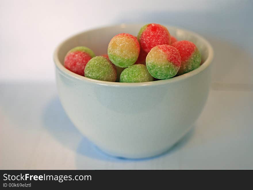 Red, yellow and green coloured boiled sweets. Red, yellow and green coloured boiled sweets