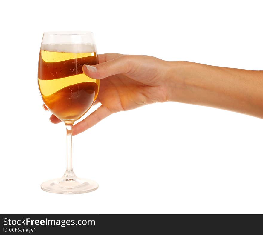 Woman`s hand with light beer. Woman`s hand with light beer