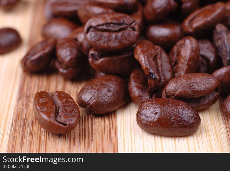 Bunch of coffee beans closeup / macro