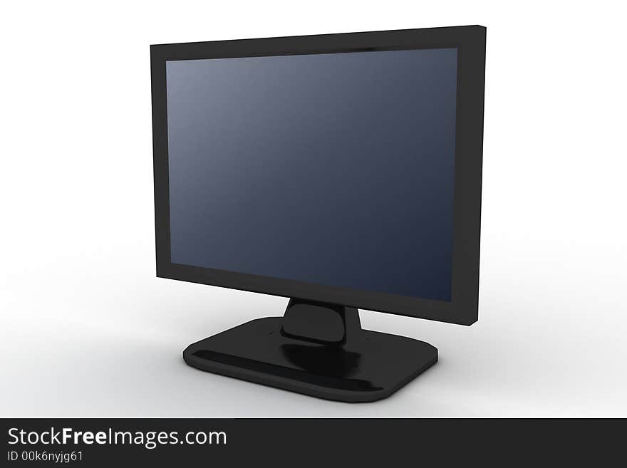 Monitor with blue shade on white