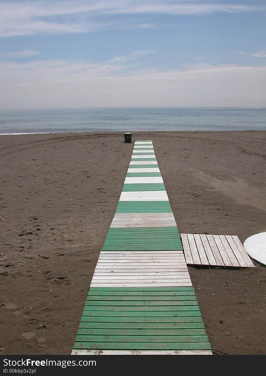 An early morning shot of walkway onto beach. An early morning shot of walkway onto beach