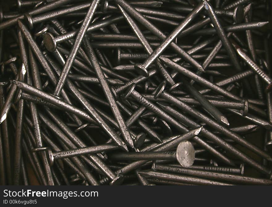 Full frame image of metal nails