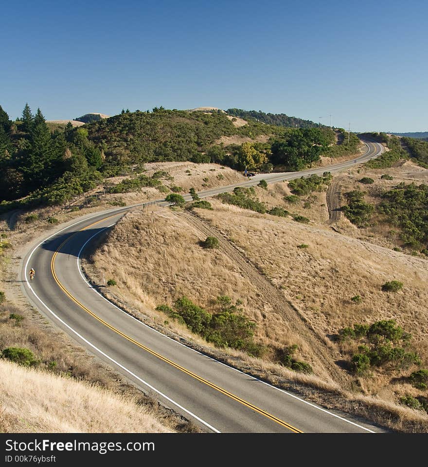 Road weaves through hills in california. Road weaves through hills in california