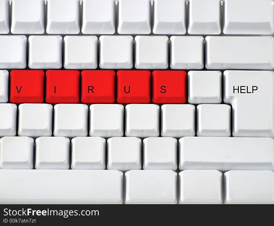 Keyboard - red key virus, clos