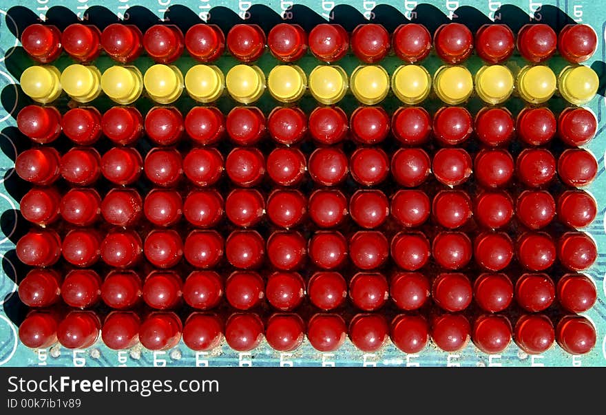 Grouping of LEDs mounted on an electronic circuit board