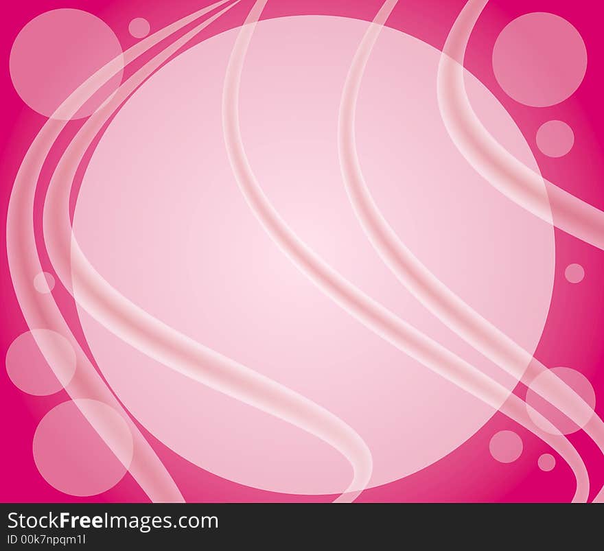 A texture background pattern of pink and white bubbles and swirls with light circle in middle. A texture background pattern of pink and white bubbles and swirls with light circle in middle