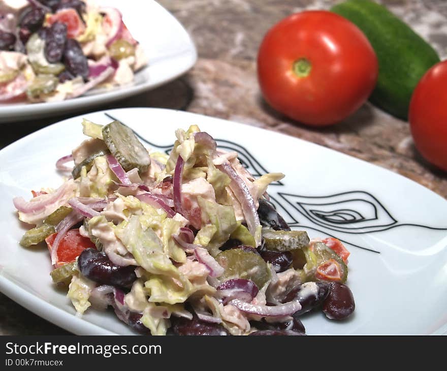 Delicious salad ready to serve.