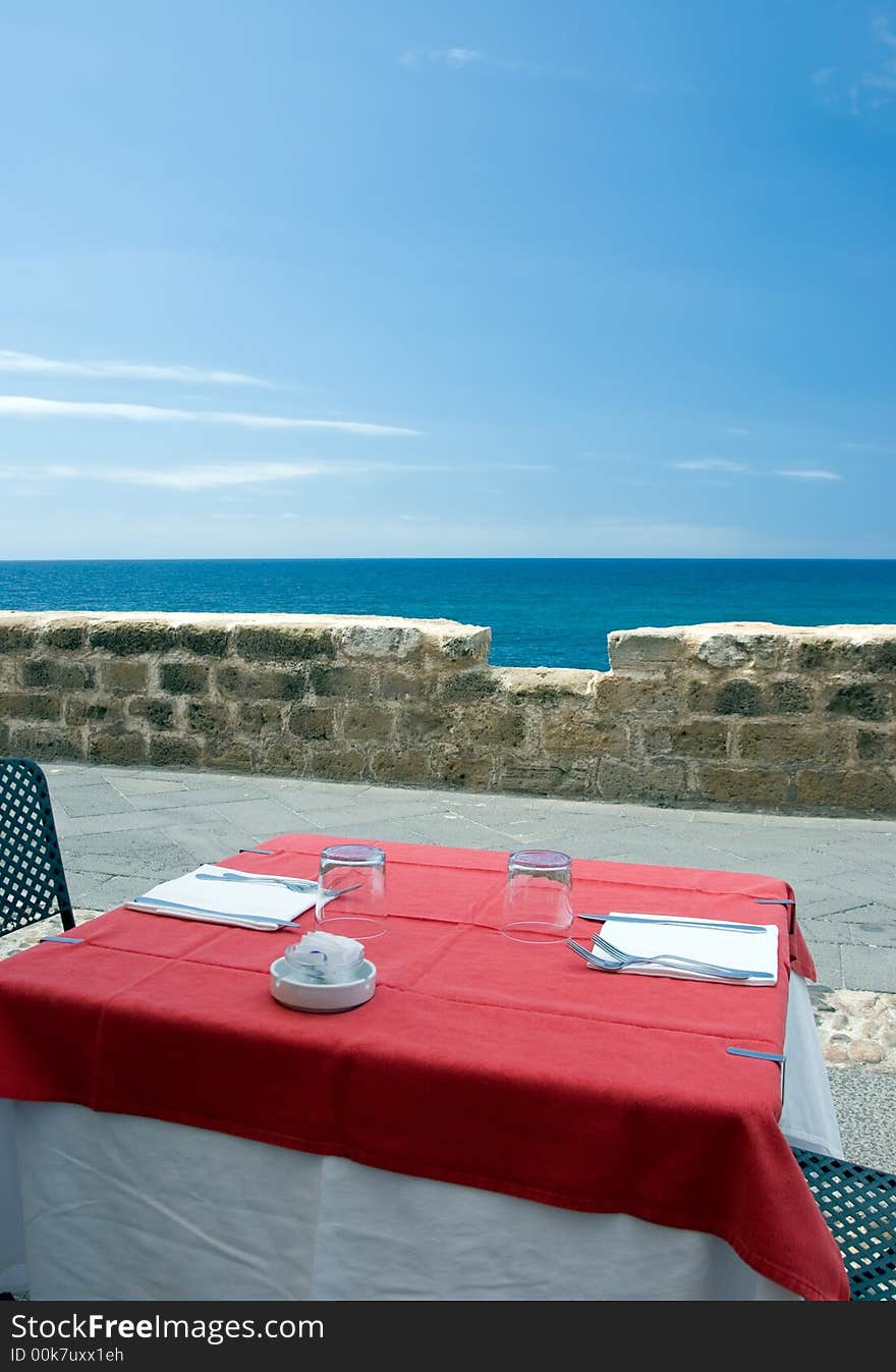 Restaurant table on the sea