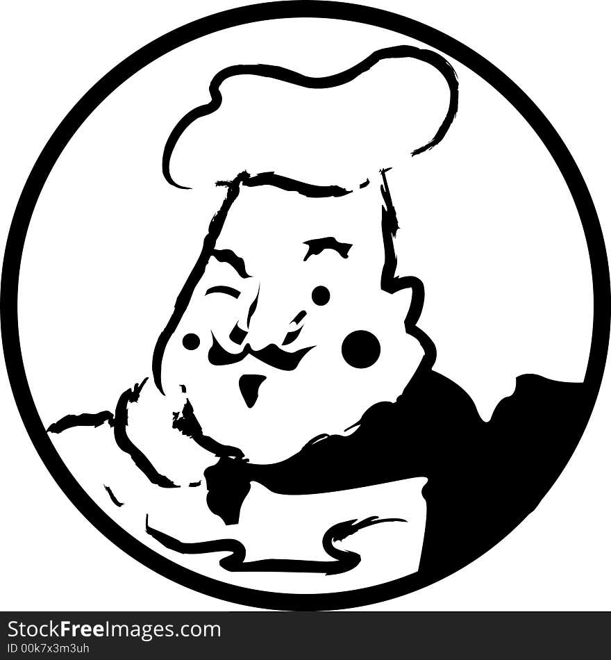 A Grunge Chef Winking Within A Circle