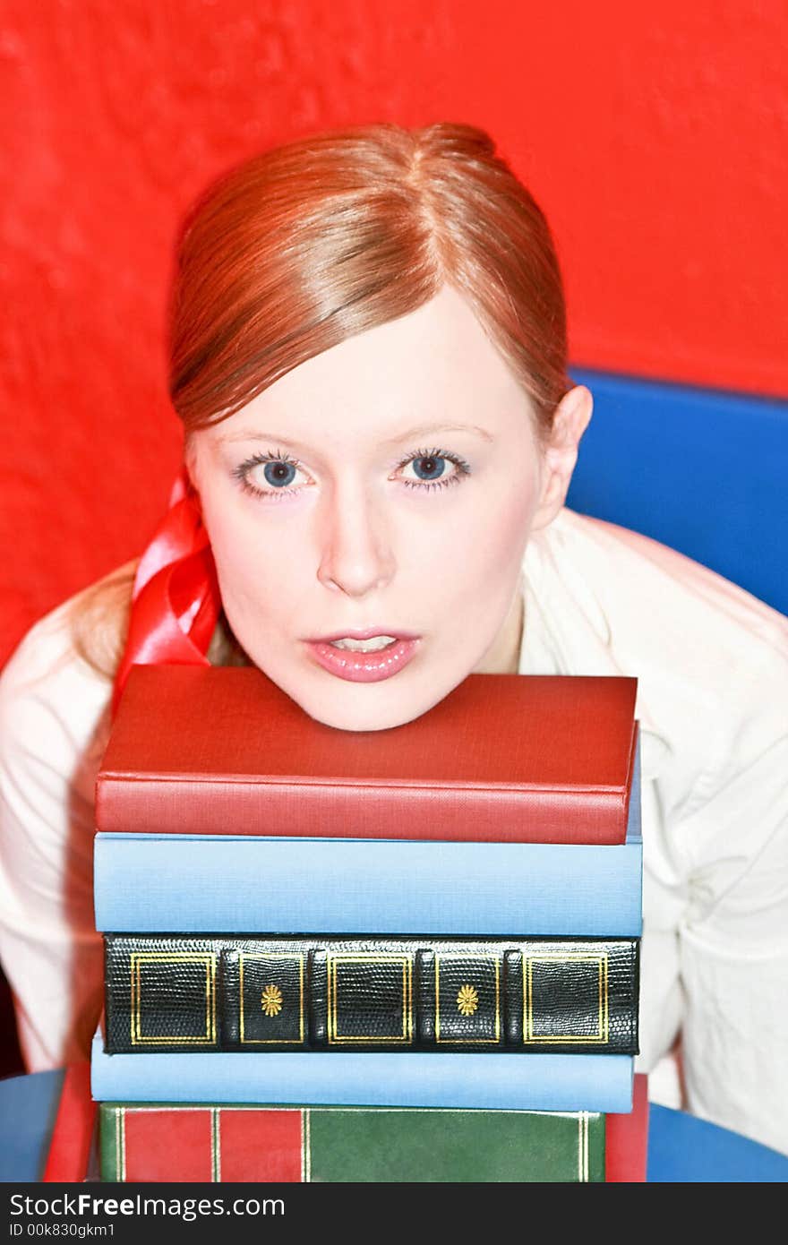 Teen with books