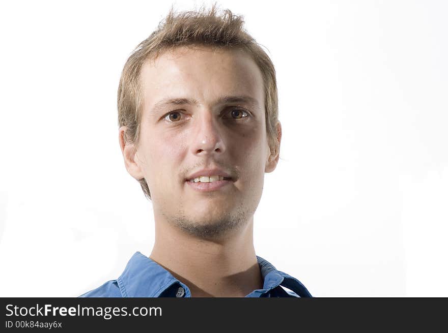 Portrait of young handsome caucasian man isolated over white. Portrait of young handsome caucasian man isolated over white