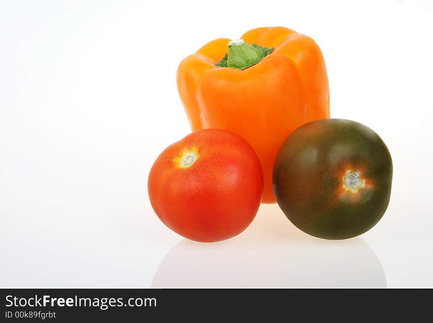 The picture of fresh vegetables on light background