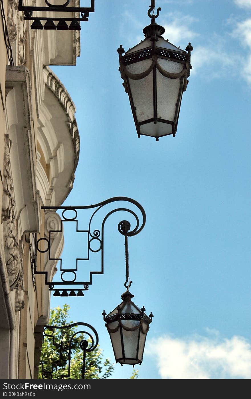 Stylish street-lamps at Liberty Avenue, Lisbon, Portugal, EU