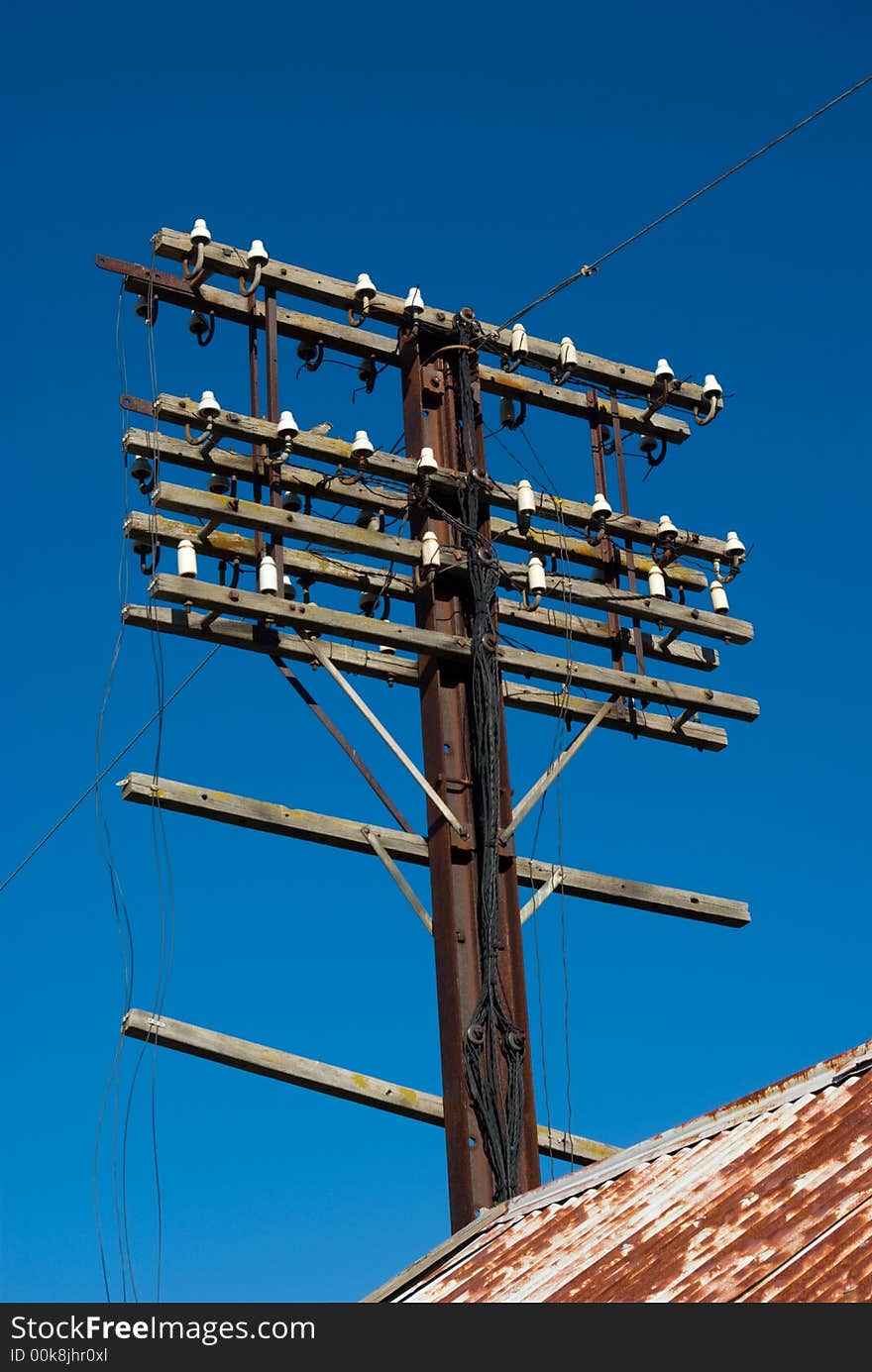 Old Utility Pole with Disconnected Cables