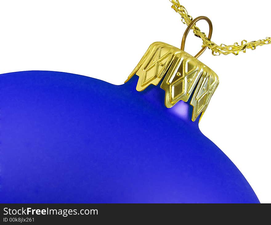 Christmas ball decoration blue gold closeup selected