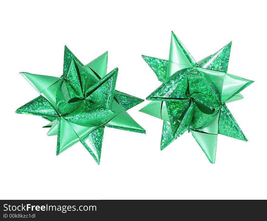 Paper christmas star green decoration closeup selected