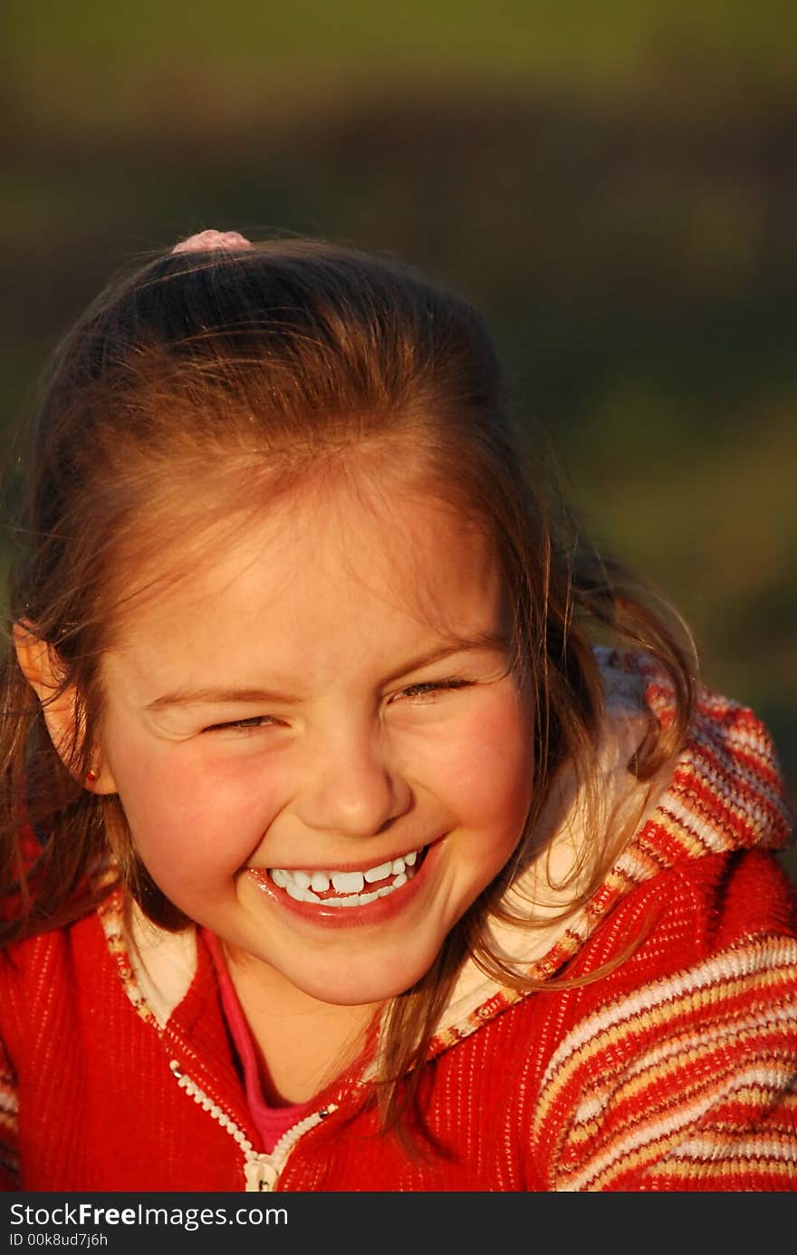 Closeup of a young girl smiling