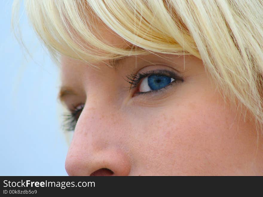 Pretty Blond Girl Gazing into the Distance. Pretty Blond Girl Gazing into the Distance