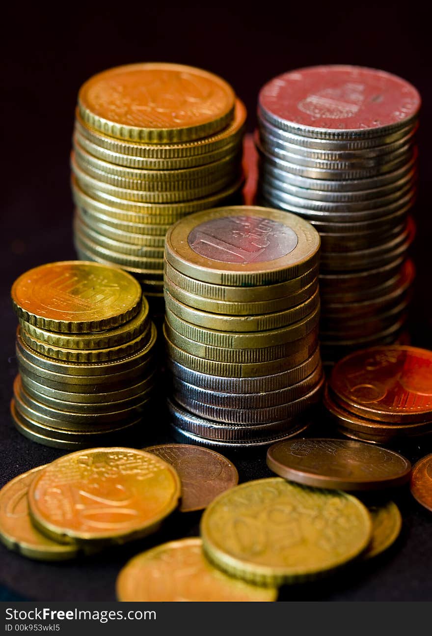 Euro coins in stack, illustration