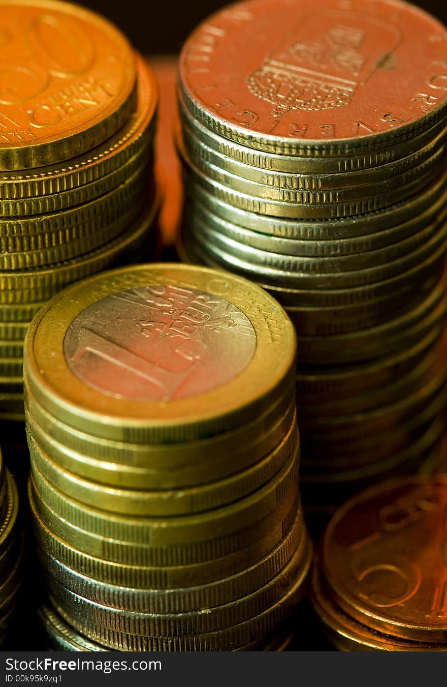 Euro coins in stack, illustration