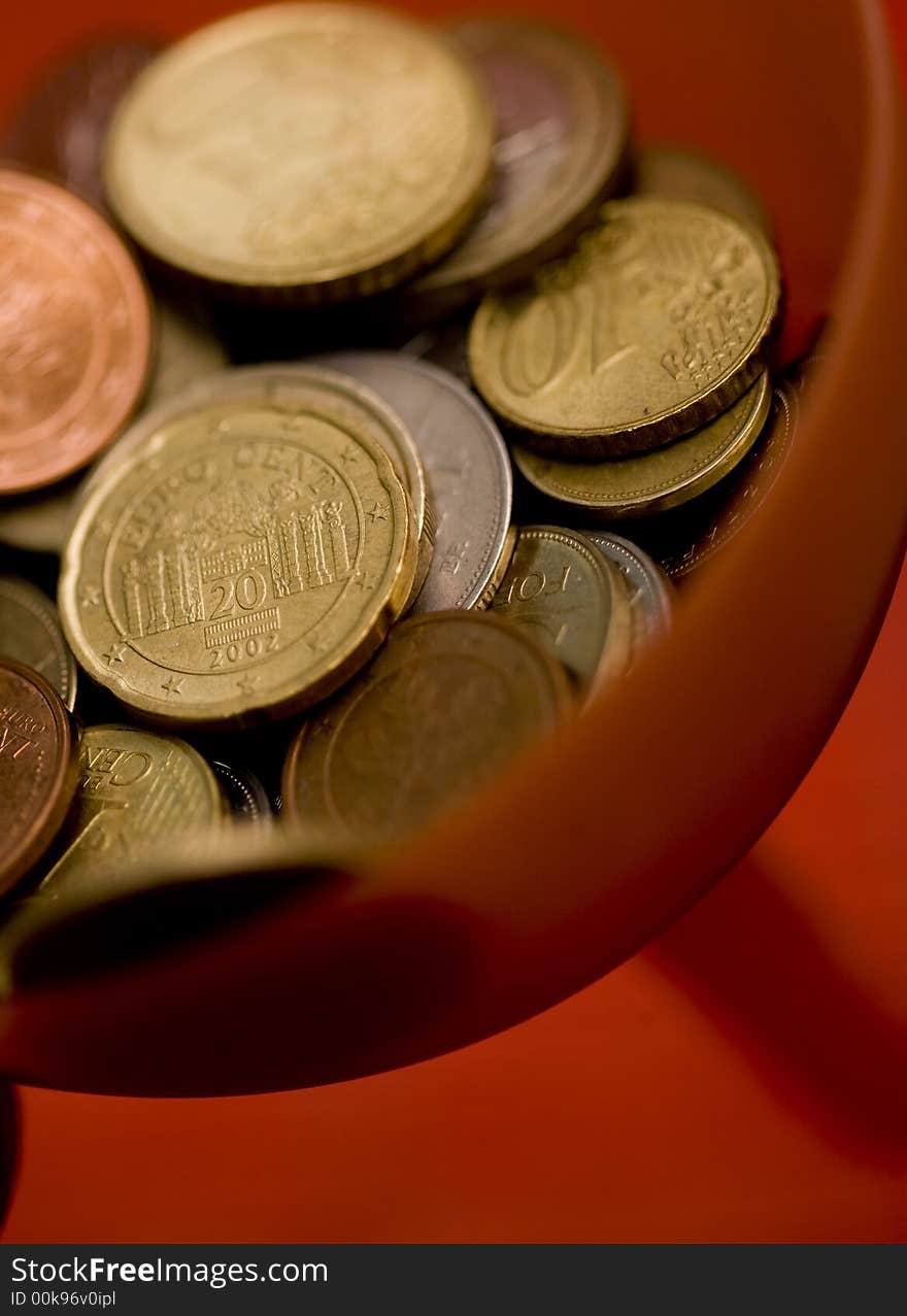 Euro coins in stack, illustration