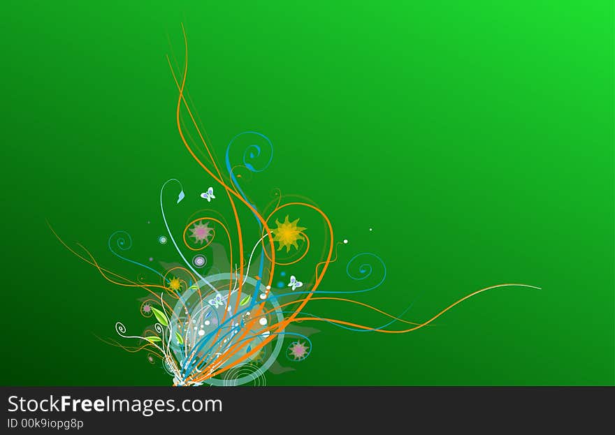 Beautiful floral illustration on green gradient background