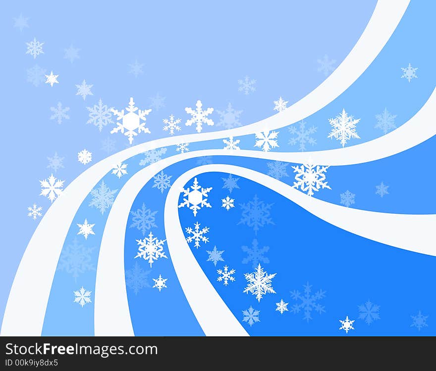 White snowflakes on blue background,  illustration. White snowflakes on blue background,  illustration