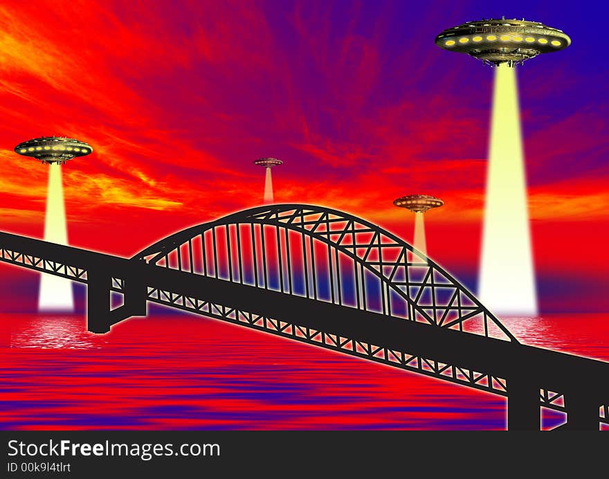 Ufo on bridge