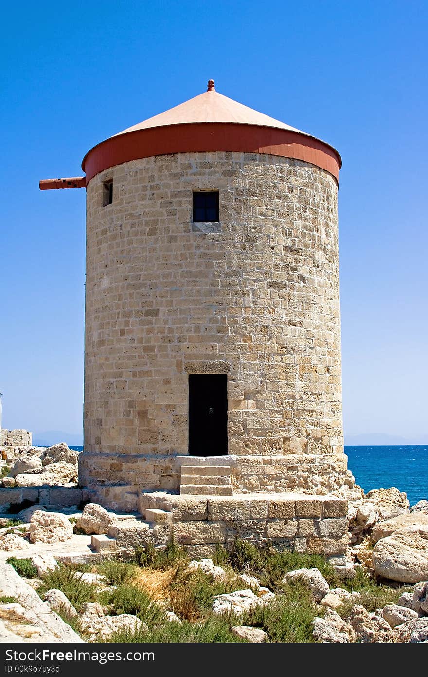 Rhodes a pretty island in greek,  at Mandraki Harbour. Rhodes a pretty island in greek,  at Mandraki Harbour