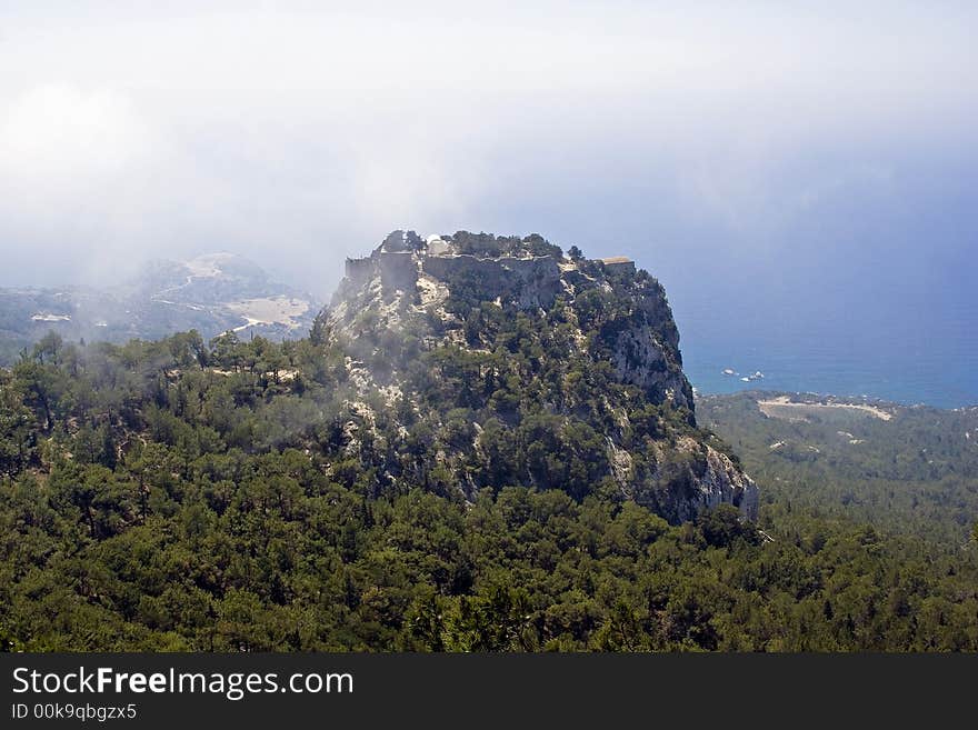 Rhodes a pretty island in greek,   church of Monolithos , Monolithos Hill. Rhodes a pretty island in greek,   church of Monolithos , Monolithos Hill