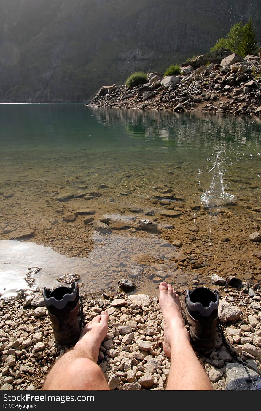 Taking a break at the lake sid