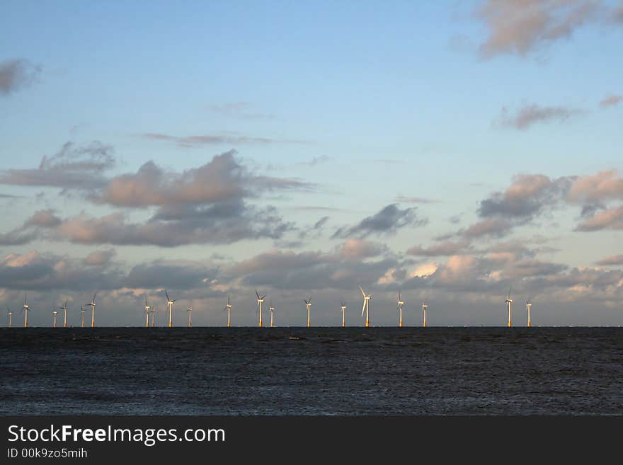 Wind Turbines on a sand bank