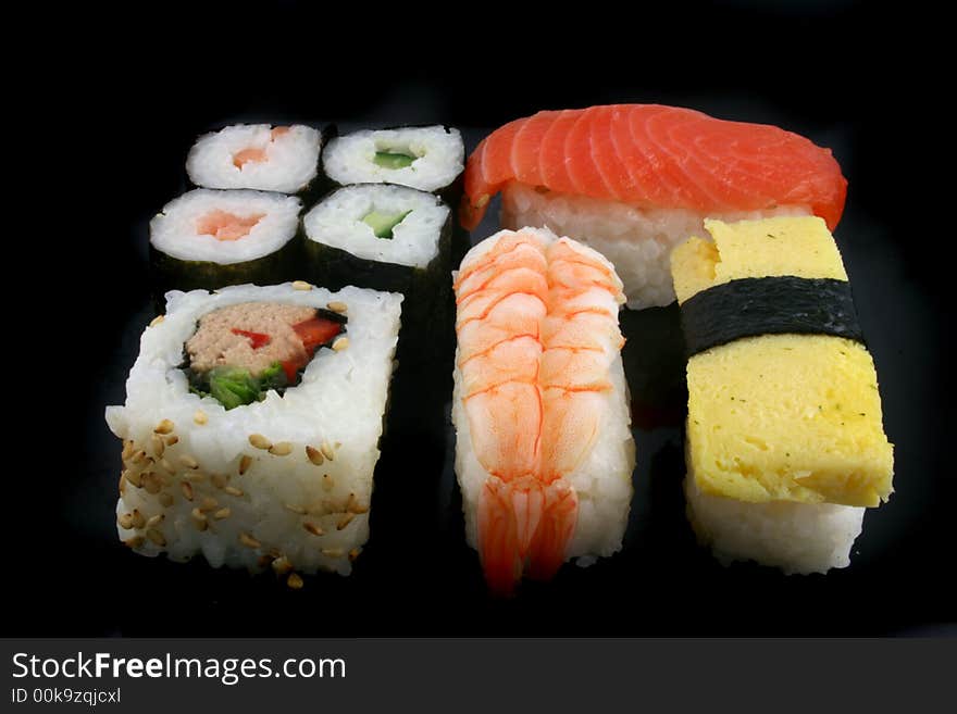 Sushi on a Black Background