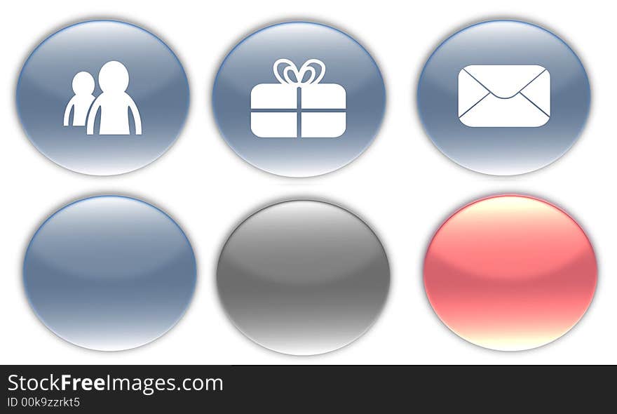 Icons on colored buttons (illustration). Icons on colored buttons (illustration)