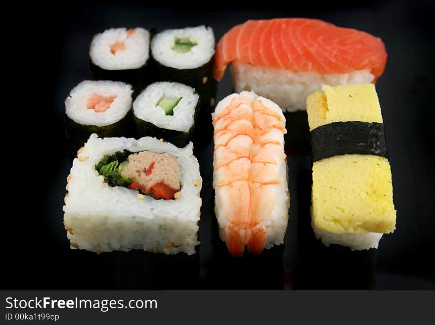 Sushi on a Black Background