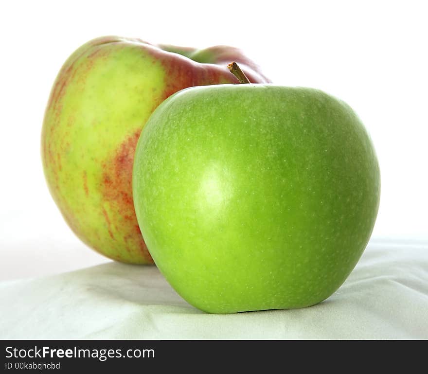 Two apples on white background