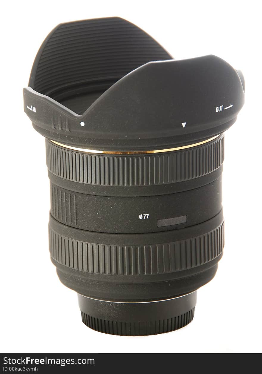 SLR lens isolated on white background