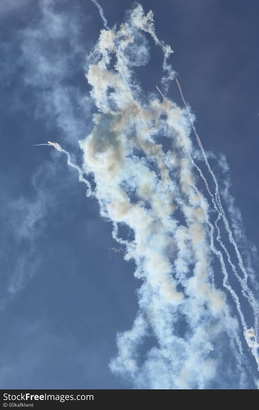 Fireworks in the afternoon in blue sky