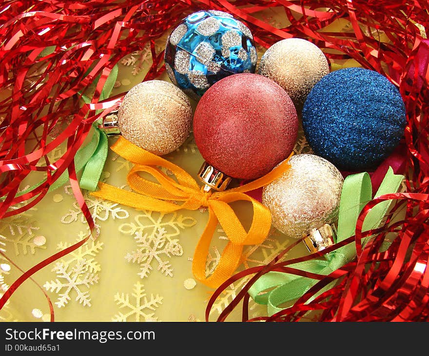 Still life with colorful christmas decorations. Still life with colorful christmas decorations