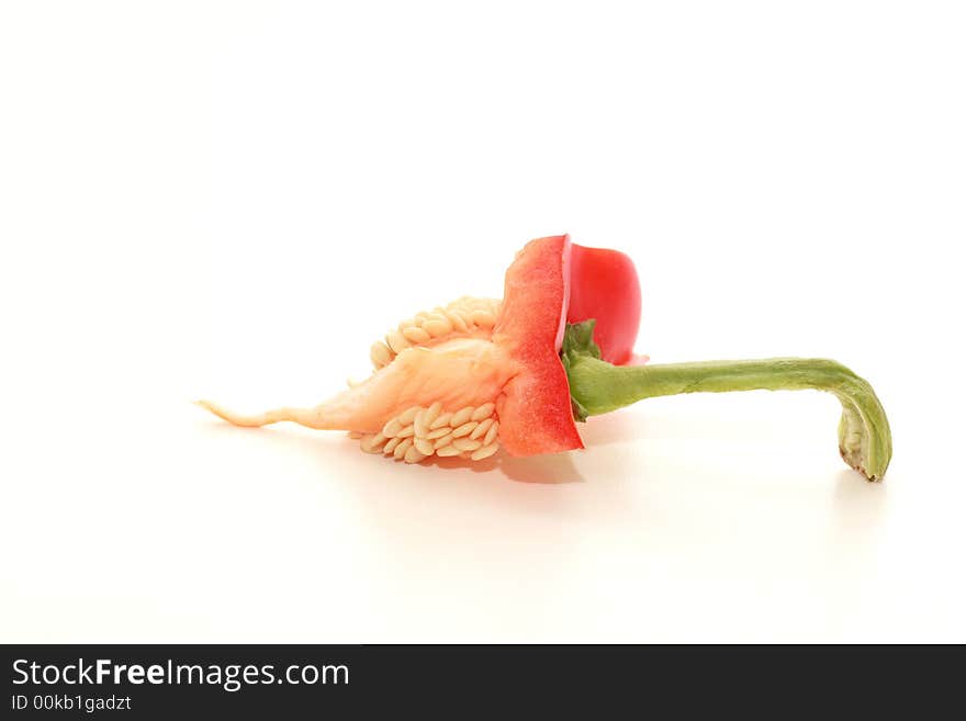 Part of a red pepper. Part of a red pepper