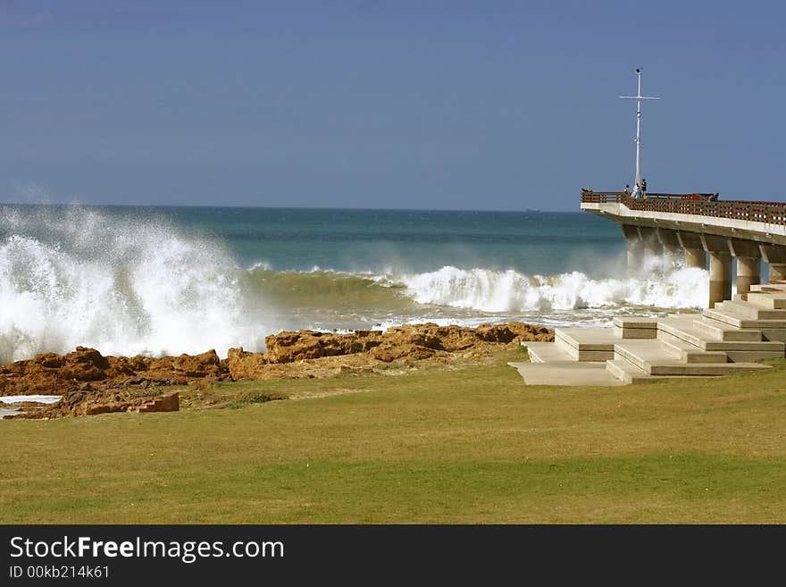 Wind causing spray from wind on high seas. Wind causing spray from wind on high seas