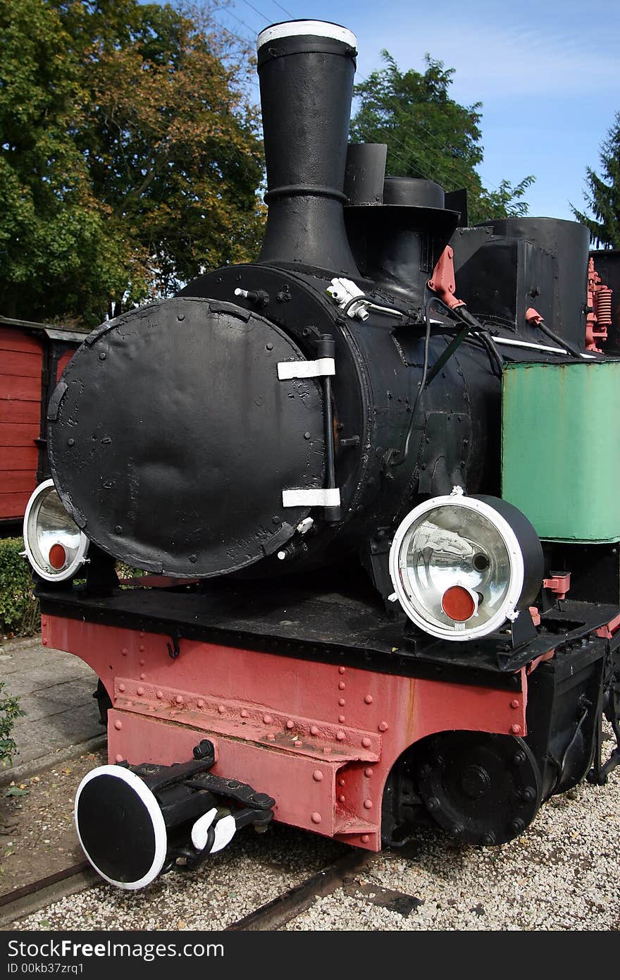 Front of old, retro steam locomotive