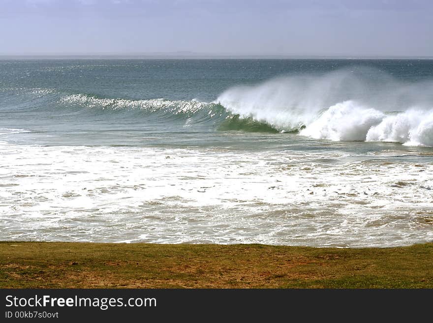 Water spray caused by strong winds at sea. Water spray caused by strong winds at sea