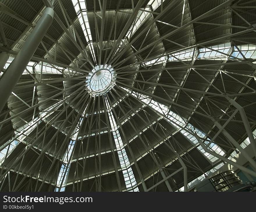 Inside of the dome of a modern city shopping mall. Inside of the dome of a modern city shopping mall