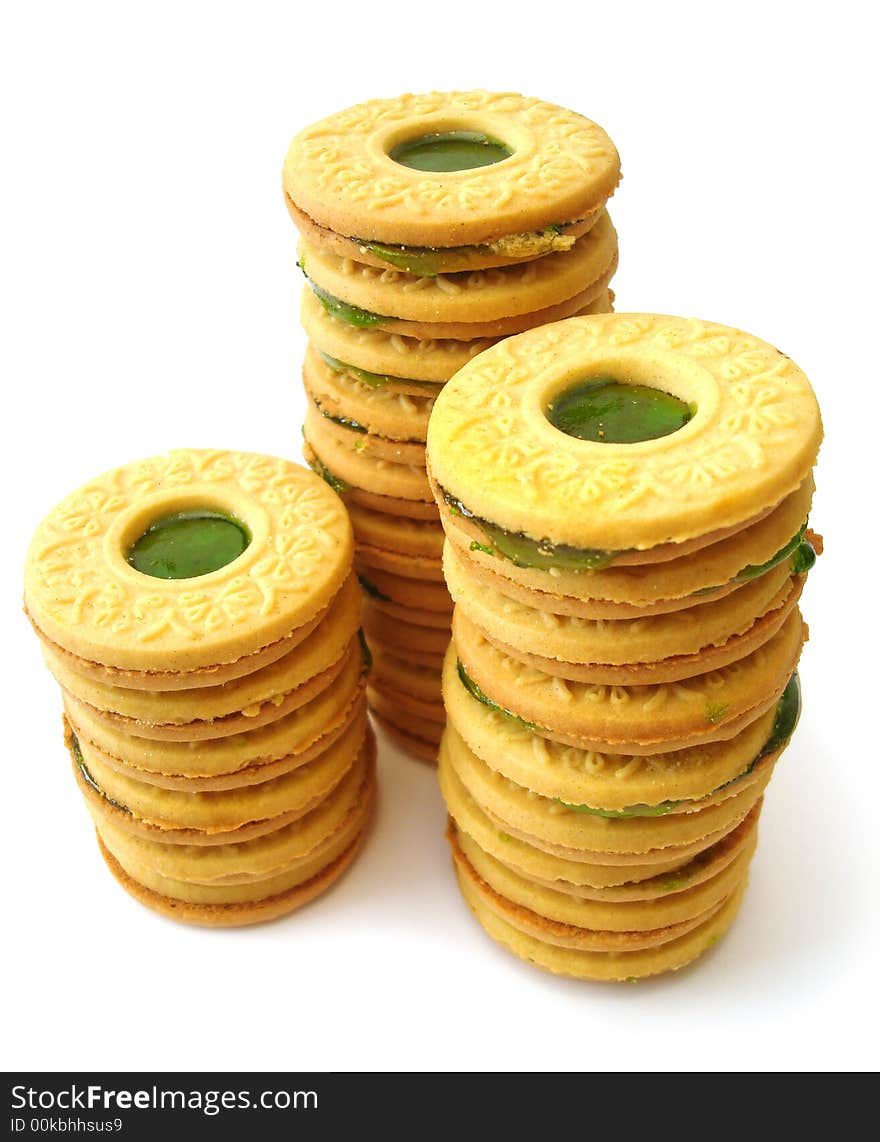 Cookies with kiwi jelly